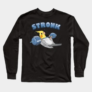 Stronk cockatiel fitness Parrot workout Long Sleeve T-Shirt